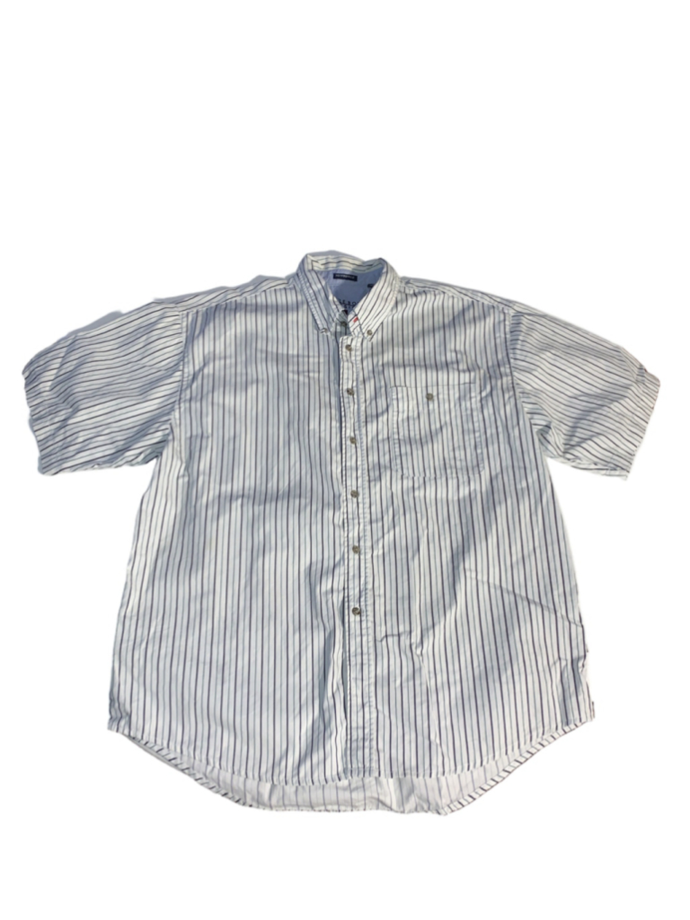 Men's Bugle Boy Casual Button Down Shirt XL White Blue Striped